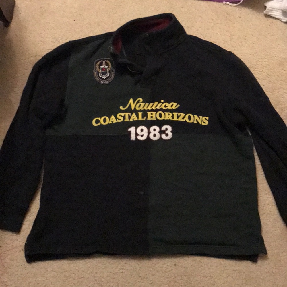 Náutica green and black quarter zip